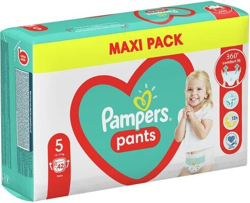 Підгузки-трусики Pampers Pants дитячі розмір 5, 12-17 кг, 42 шт