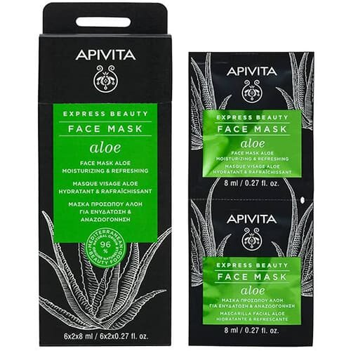 Маска для обличчя Apivita Express Beauty Зволоження та свіжість з алое, 2 штуки по 8 мл