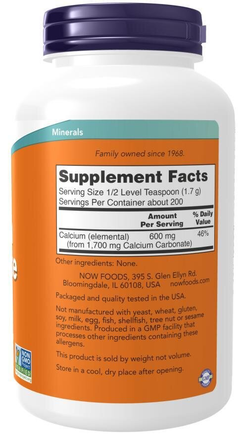 Кальцію Карбонат NOW Calcium Carbonate порошок, 340 г
