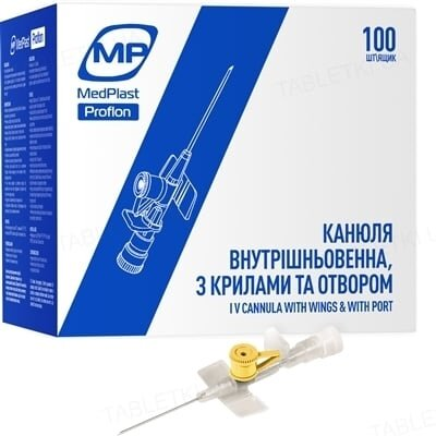 Канюля внутрішньовенна MP MedPlast Proflon 24G (0,7 x 19 мм) жовта, 1 штука