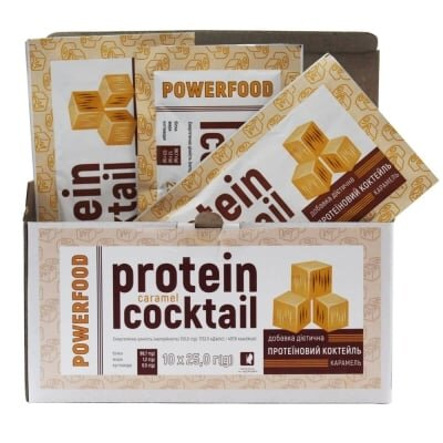 Протеїновий коктейль POWERFOOD protein cocktail, карамель, саше по 25 г №10