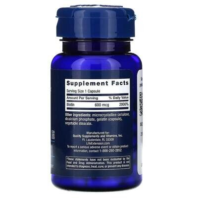 Біотин Life Extension Biotin капсули по 600 мкг №100