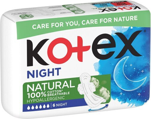 Прокладки гігієнічні Kotex Natural нічні, 6 шт