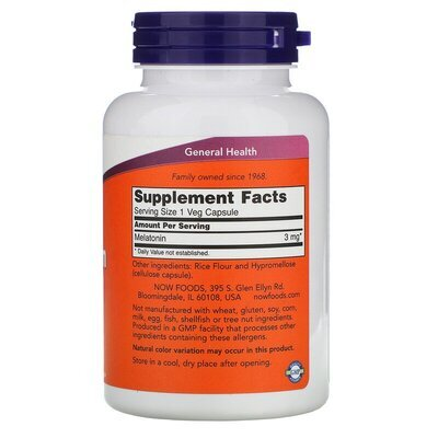 Мелатонін NOW Melatonin 3 мг вег. капсули №180