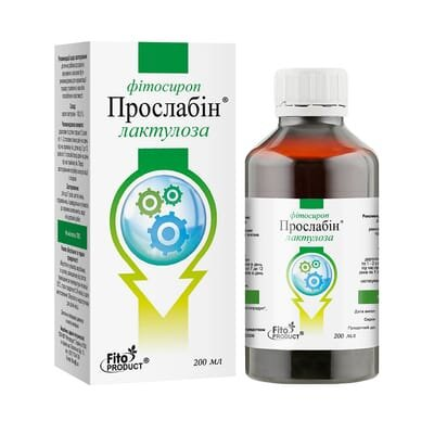 Прослабін-лактулоза фітосироп по 200 мл у флак.