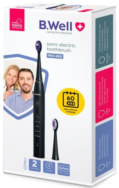 Електрична зубна щітка B.Well PRO-850 звукова, чорна
