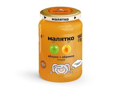Пюре фруктове Малятко Яблуко і абрикос, 180 г