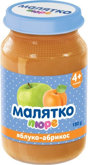 Пюре фруктове Малятко Яблуко і абрикос, 180 г