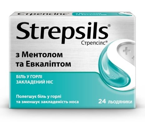 Стрепсілс з ментолом та евкаліптом льодяники №24 (12х2)