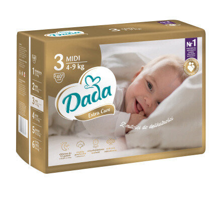 Підгузки Dada Extra Care Midi дитячі, розмір 3, 4-9 кг, 40 шт