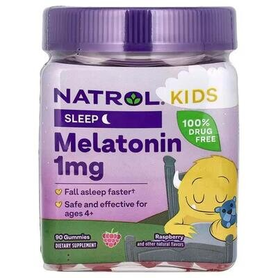 Мелатонін Natrol Kids Melatonin для дітей від 4 років ягідний смак, 90 жувальних цукерок