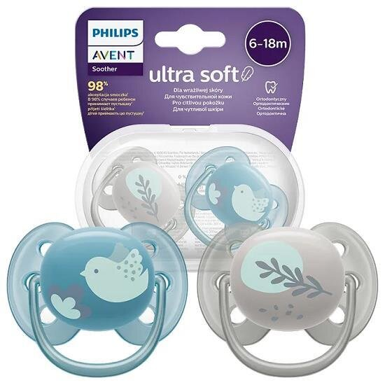 Пустушка силіконова Philips Avent Ultra Soft SCF091/15, 6-18 місяців, 2 шт
