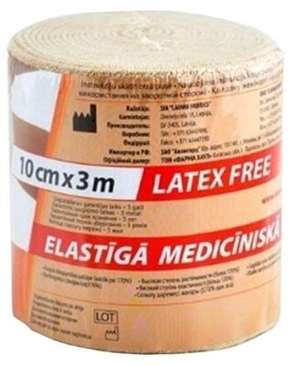 Бинт еластичний стрічковий Lauma Latex Free медичний, високої розтяжності розмір 3 м х 10 см