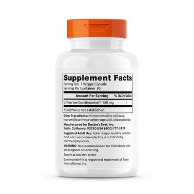 L-теанін Doctor's Best L-Theanine with Suntheanine 150 мг, 90 вегетаріанських капсул