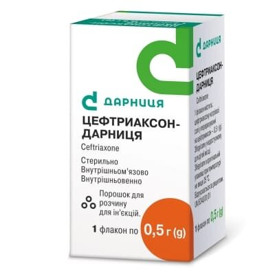 Цефтриаксон-Дарниця порошок для р-ну д/ін. по 0.5 г №1 у флак.