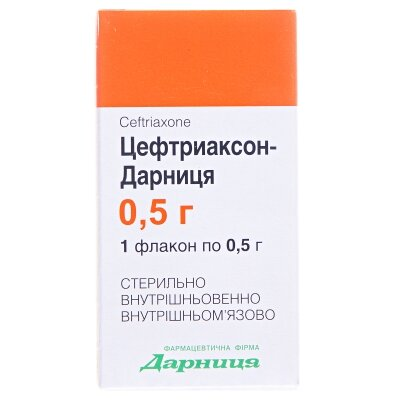 Цефтриаксон-Дарниця порошок для р-ну д/ін. по 0.5 г №1 у флак.