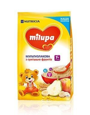 Каша молочна Milupa мультизлакова з сумішшю фруктів для дітей з 7 місяців, 210 г