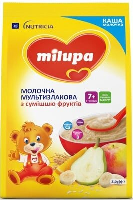 Каша молочна Milupa мультизлакова з сумішшю фруктів для дітей з 7 місяців, 210 г