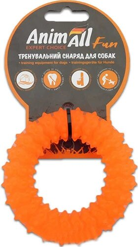 Іграшка для собак AnimAll Fun Кільце з шипами 9 см оранжеве