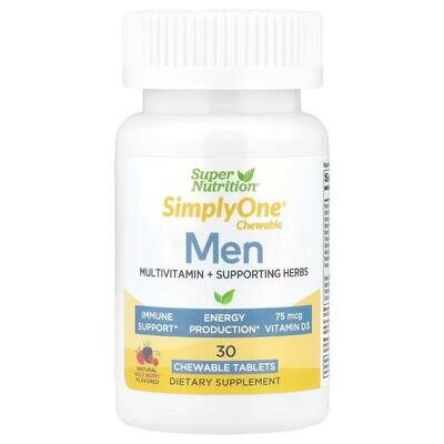 Мультивітаміни для чоловіків Super Nutrition Men's Multivitamin + Supporting Herbs SimplyOne смак ягід, 30 жувальних таблеток