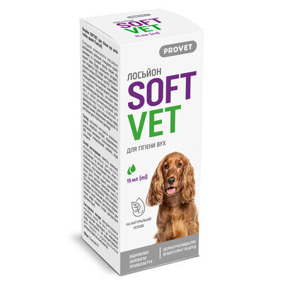 Лосьйон ProVET SoftVet для гігієни вух котів і собак, 15 мл