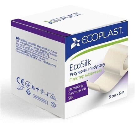 Пластир медичний Ecoplast EcoSilk на текстильній основі 5 см x 5 м, папер. упак.