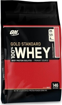 Протеїн Optimum Nutrition Gold Standard 100% Whey, смачна полуниця, 4,54 кг