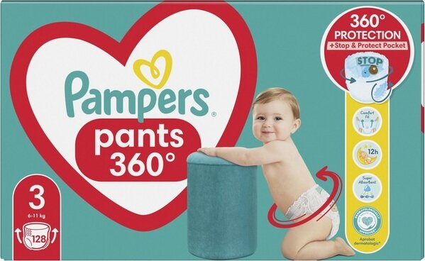 Підгузки-трусики Pampers Pants дитячі розмір 3, 6-11 кг, 128 шт