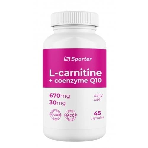 Жироспалювач Sporter L-carnitine 670 мг + CoQ10 30 мг, 45 капсул