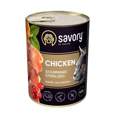 Корм вологий для стерилізованих котів Savory 30761 з куркою, 400 г