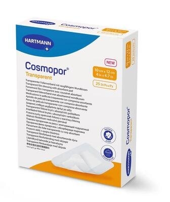 Пов’язка пластирна Cosmopor Transparent плівкова прозора з абсорбуючою подушечкою 10 см х 12 см, 1 штука
