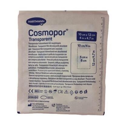 Пов’язка пластирна Cosmopor Transparent плівкова прозора з абсорбуючою подушечкою 10 см х 12 см, 1 штука
