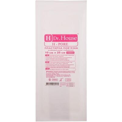 Пов'язка пластирна Dr. House H-Pore стерильна неткана 10 см х 25 см, 1 штука