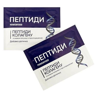 Пептиди колагену POWERFOOD зі смаком полуниці з підсолоджувачем порошок у пакетах по 12000 мг №15