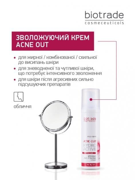 Крем для обличчя Biotrade Acne Out зволожуючий гідроактивний проти вугрової висипки, 60 мл