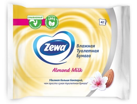 Туалетний папір вологий Zewa з ароматом мигдального молочка, 42 шт.