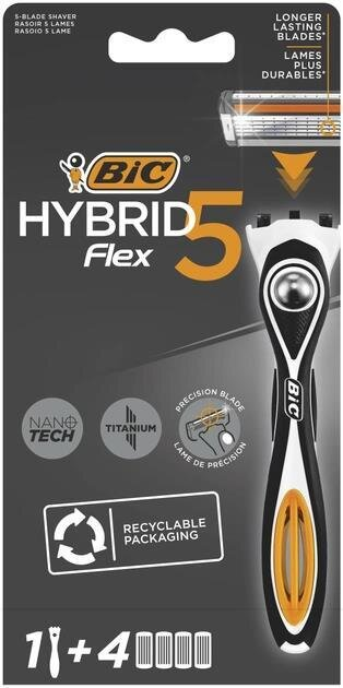 Станок для гоління Bic Flex 5 Hibrid чоловічий з 4 змінними картриджами