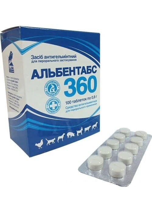 Альбентабс 360 (ДЛЯ ТВАРИН) 36% антигельмінтик, 100 таблеток
