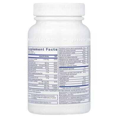 Мультивітаміни та мінерали з антиоксидантним комплексом CoQ10 та лютеїном Pure Encapsulations ONE Multivitamin, 60 капсул