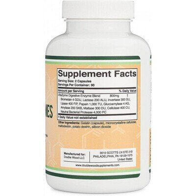 Травні ферменти Double Wood Essential Digestive Enzymes 800 mg, 180 капсул