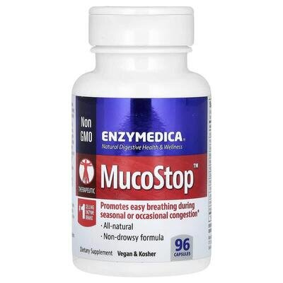 Суміш ферментів для полегшення дихання Enzymedica MucoStop, 96 капсул