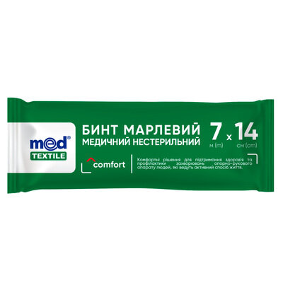 Бинт марлевий нестерильний Медтекстиль медичний 7 м х 14 см