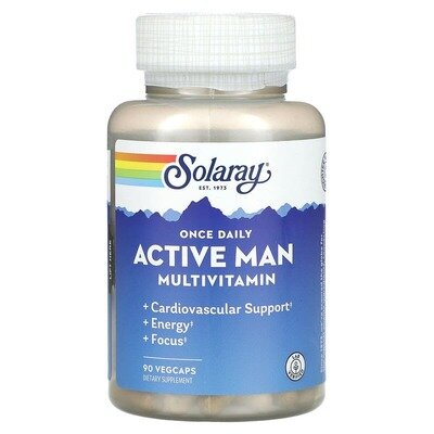 Мультивітаміни для активних чоловіків Solaray Once Daily Active Man, 90 вегетаріанських капсул