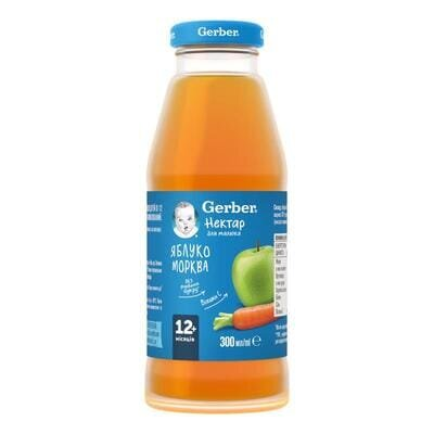 Нектар Gerber Яблуко-морква для дітей з 12 місяців, 300 мл