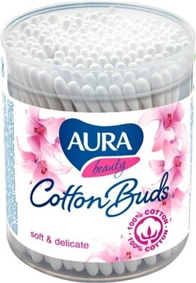 Ватні палички Aura Beauty у круглій коробці, 200 штук
