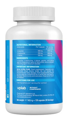 Амінокислоти VPLab BCAA Ultra Pure капсули №120
