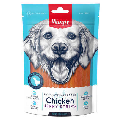 Ласощі для собак Wanpy Soft Chicken Jerky Strips в'ялені курячі смужки, 100 г