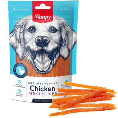 Ласощі для собак Wanpy Soft Chicken Jerky Strips в'ялені курячі смужки, 100 г