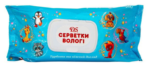 Серветки вологі D.S. Дитячі з клапаном, 100 шт