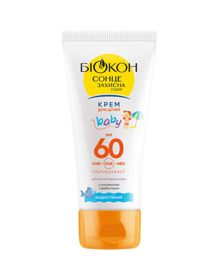Крем дитячий Біокон BABY водостійкий з пантенолом і пребіотиком, SPF60, 60 мл